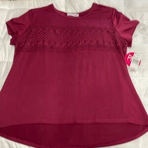 Knit Works Girls Plus Deep Red Fun Short Sleeve Top - 20 1/2 Plus